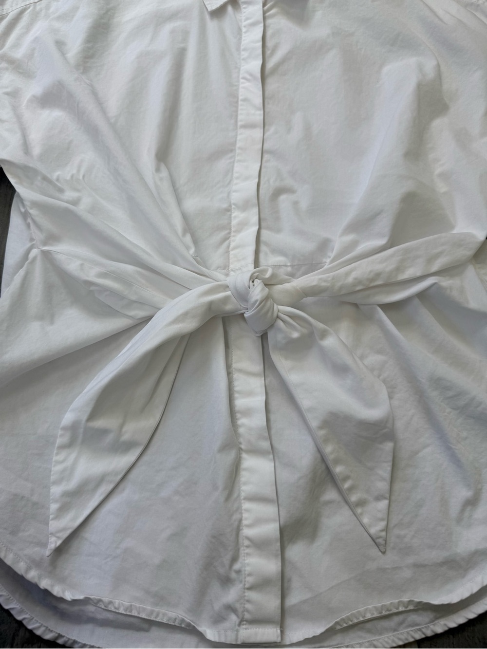 Lauren Ralph Lauren White Tie Front Blouse Large Cotton Poplin Button Up - Picture 13 of 13